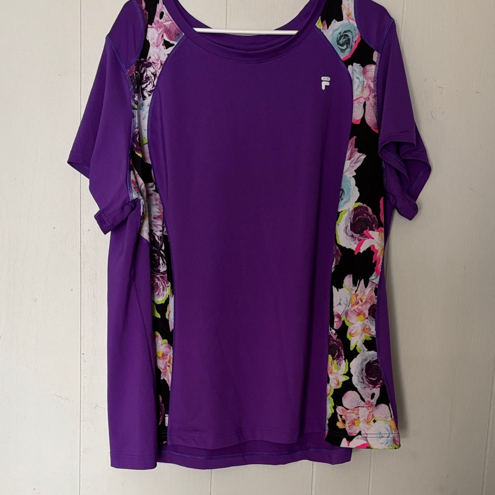 Fila Women's Purple Floral Short Sleeve Tee